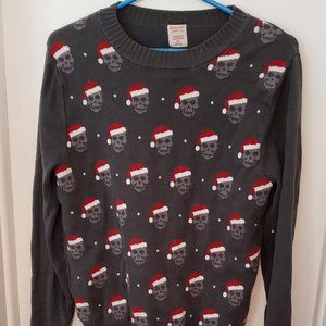 3/$20 S/P Sweater  of Skulls in Santa Hats